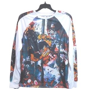 Akademiks Men long sleeve "Your Loss is My Game" colorblock graphic shirt size L